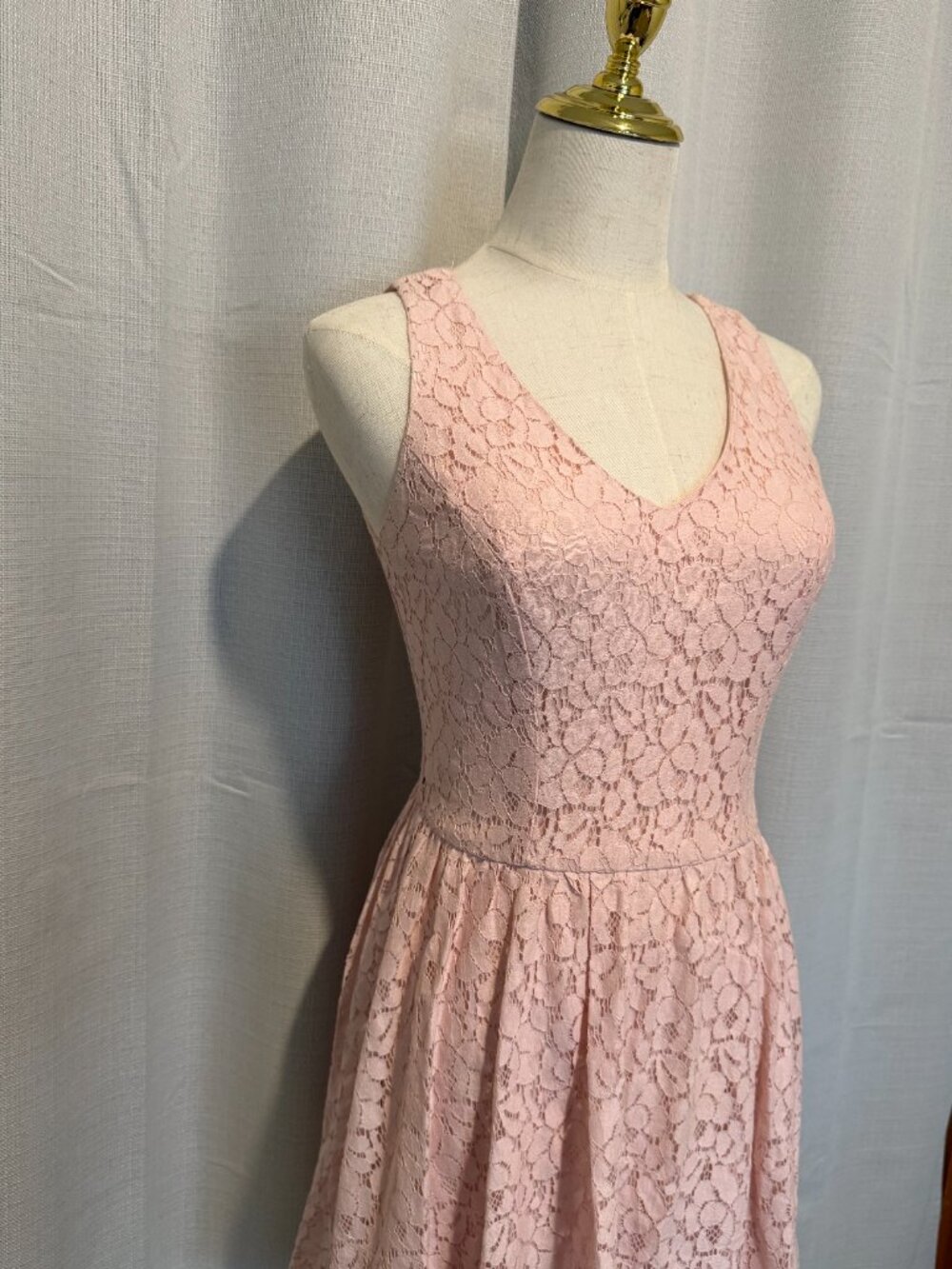 HeartSoul Pink Lace Overlay Mini Dress Cottagecore Spring Small - Picture 2 of 10
